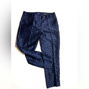 J. Crew Skimmer Navy Blue Polka Dot Dress Pants City Fit Slim Size 4